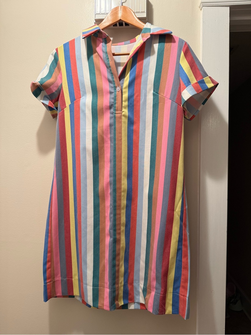 Multicolor Stripe Short Sleeve Dress